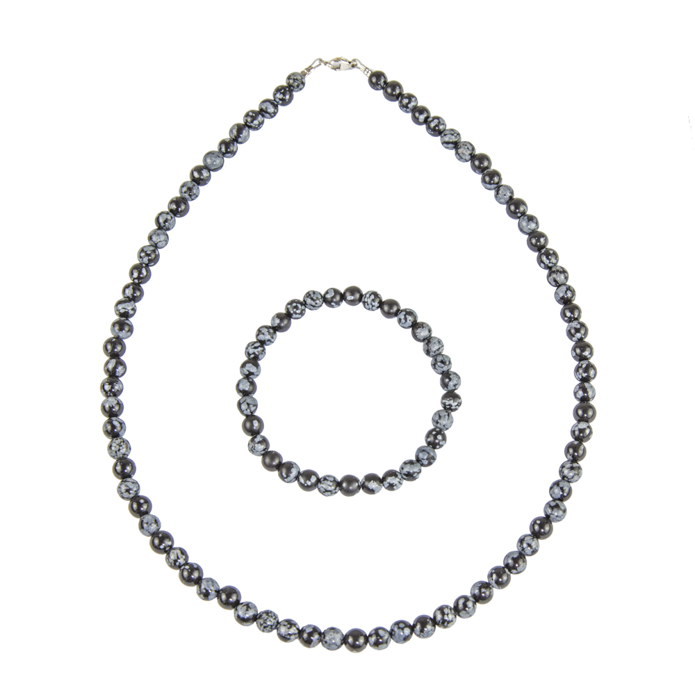 coffret obsidienne flocon de neige pierres boules 6mm