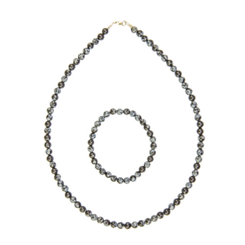 coffret obsidienne flocon de neige pierres boules 6mm