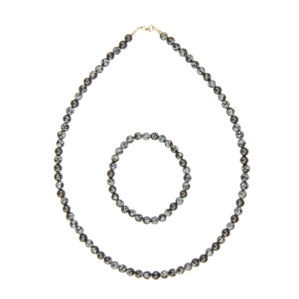 coffret obsidienne flocon de neige pierres boules 6mm
