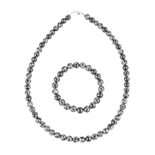 coffret obsidienne flocon de neige pierres boules 10mm