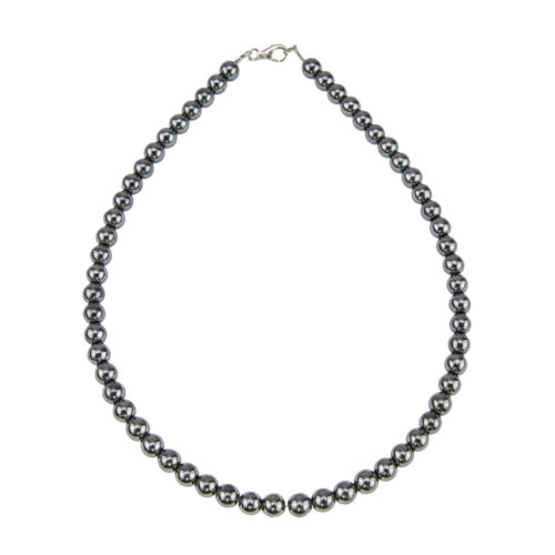 collier hematite pierres boules 8mm