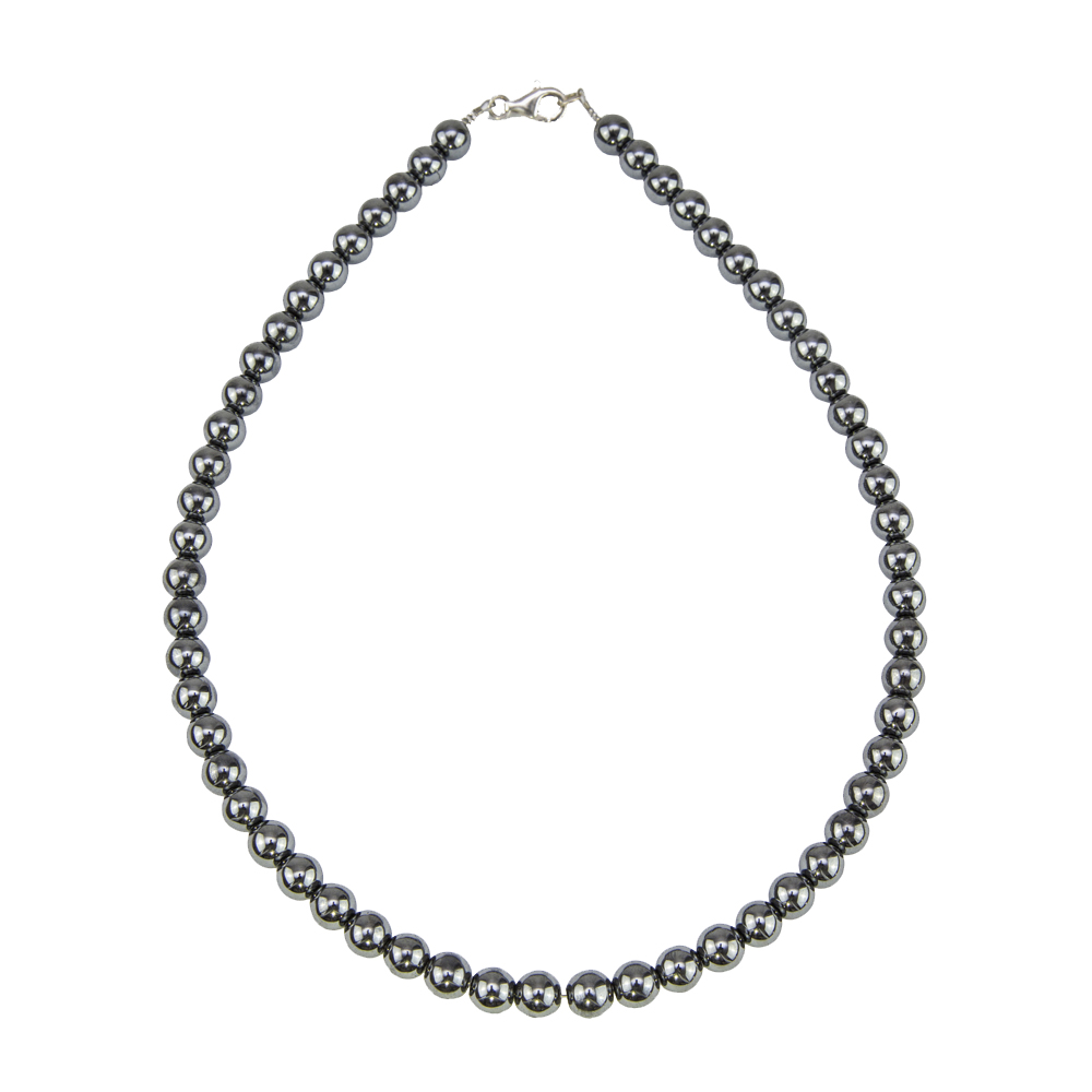 collier hematite pierres boules 8mm