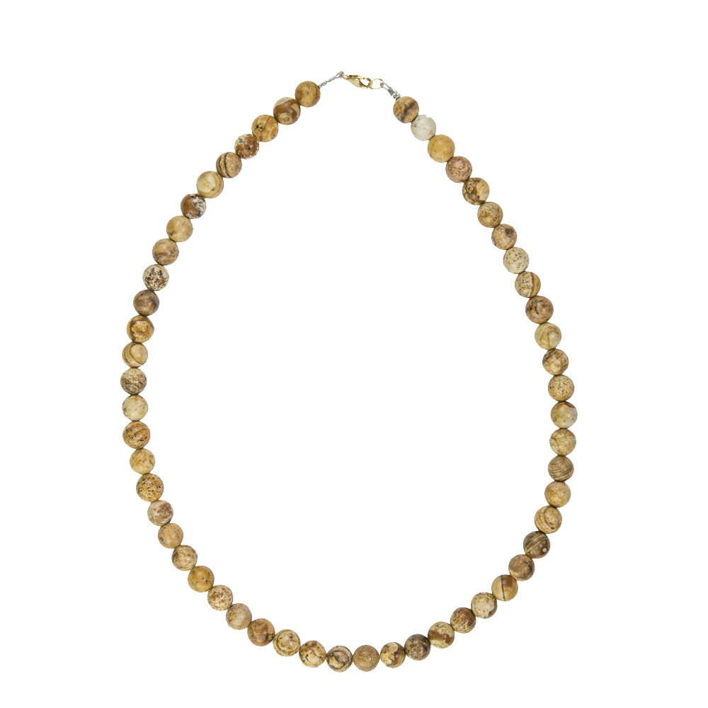 collier jaspe paysage pierres boules 8mm