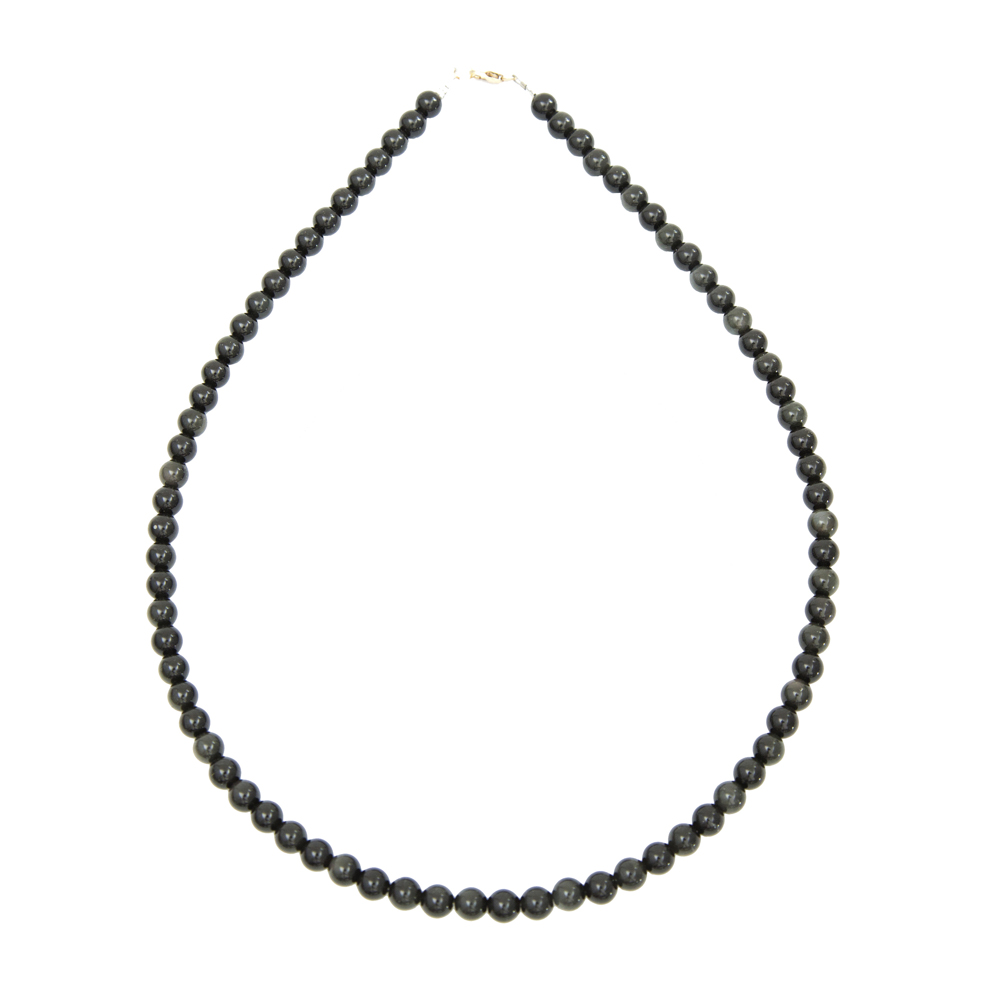 collier obsidienne noire pierres boules 6mm