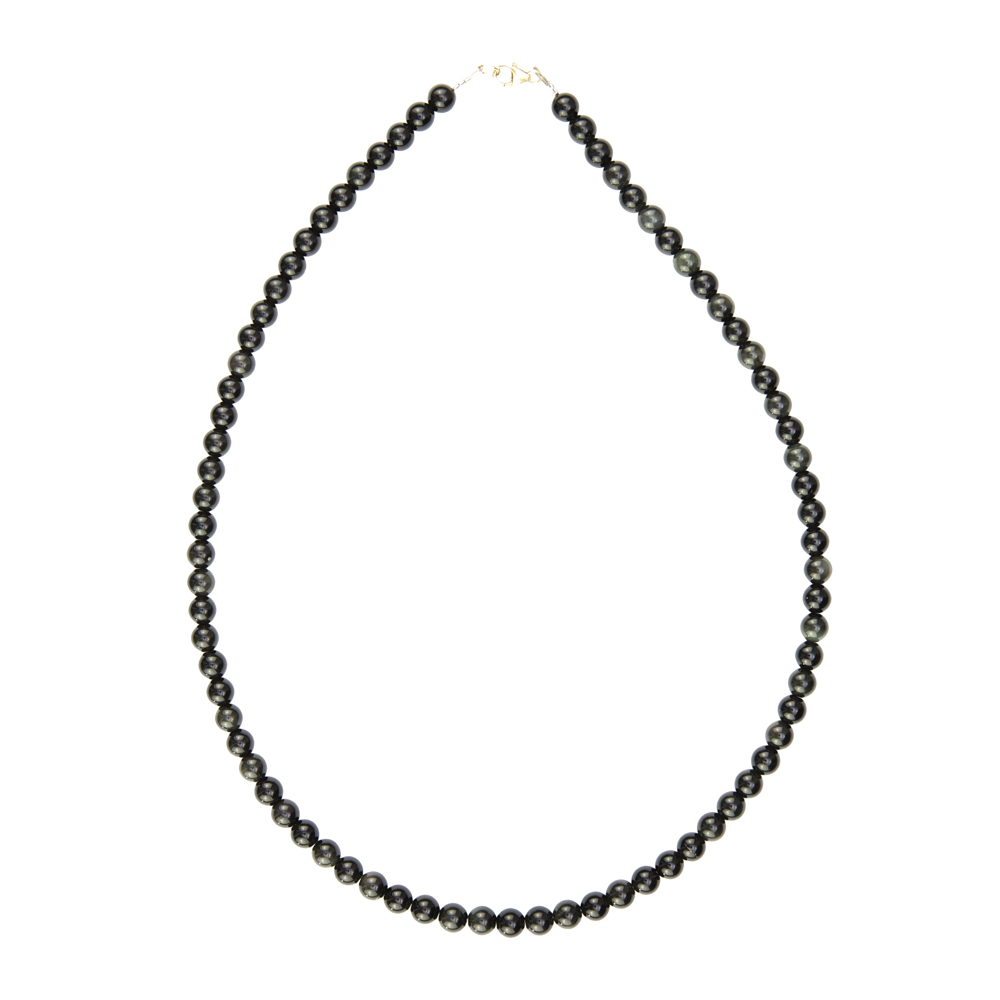 collier obsidienne noire pierres boules 6mm