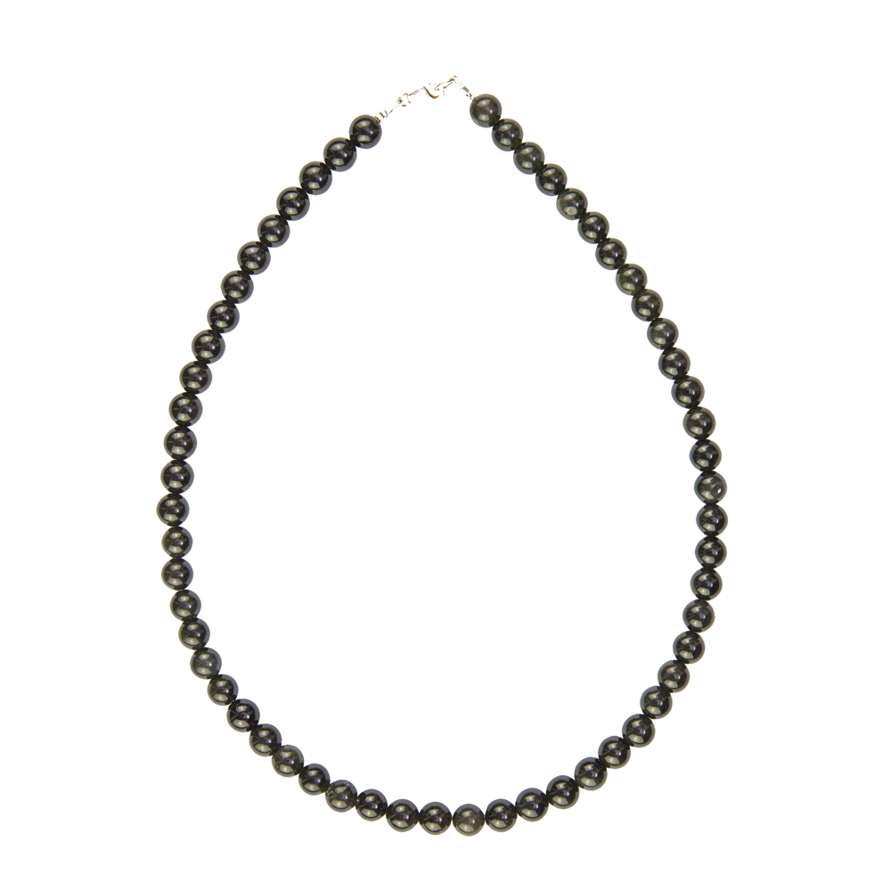 collier obsidienne noire pierres boules 8mm