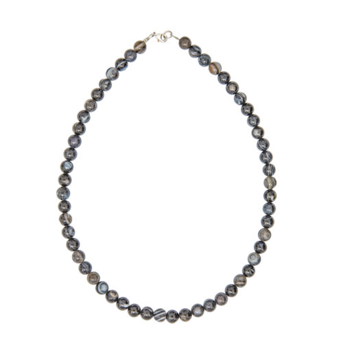 collier agate zonée noire pierres boules 8mm
