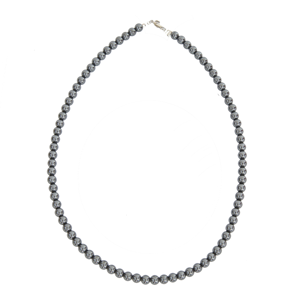 collier hématite pierres boules 6mm
