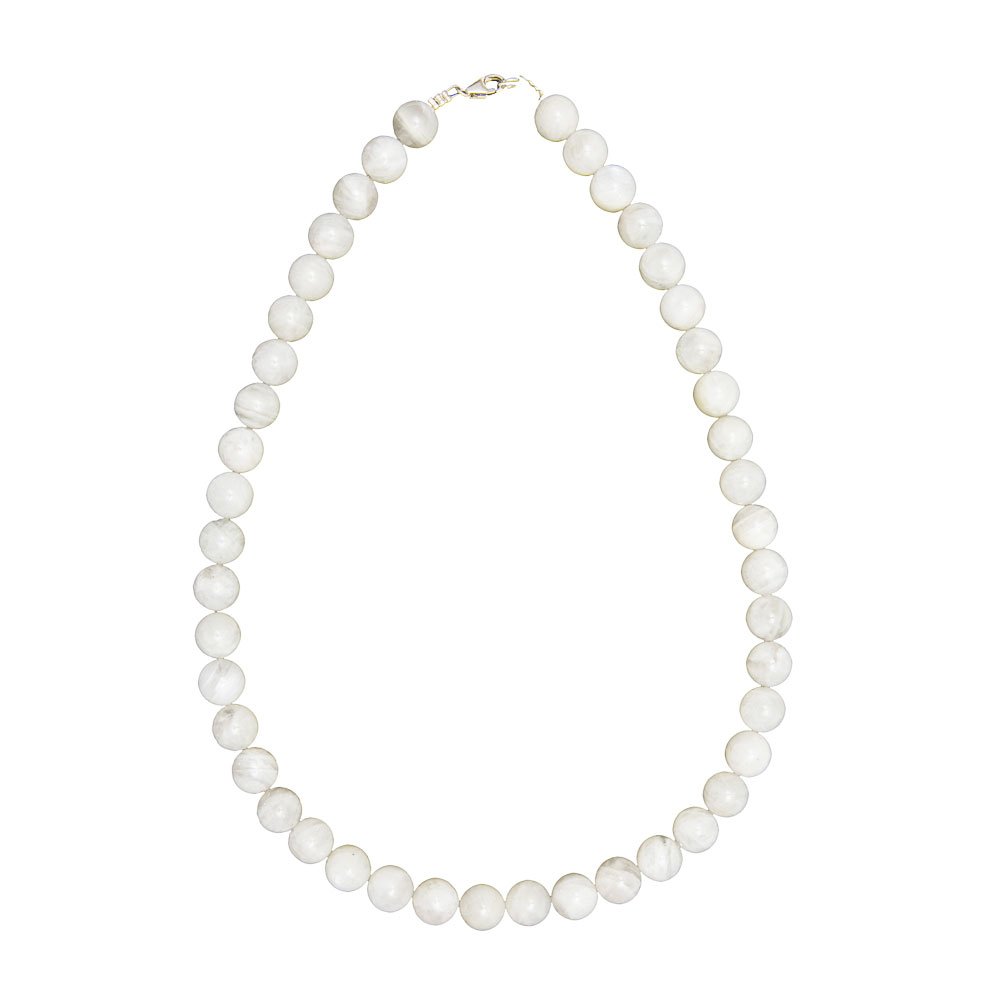 collier pierre de lune pierres boules 10mm