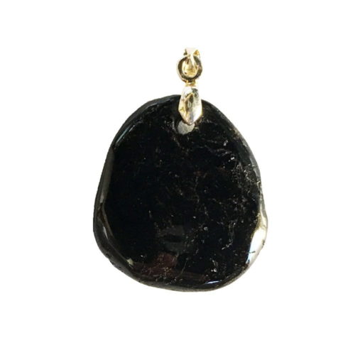 pendentif tourmaline noire pierre plate