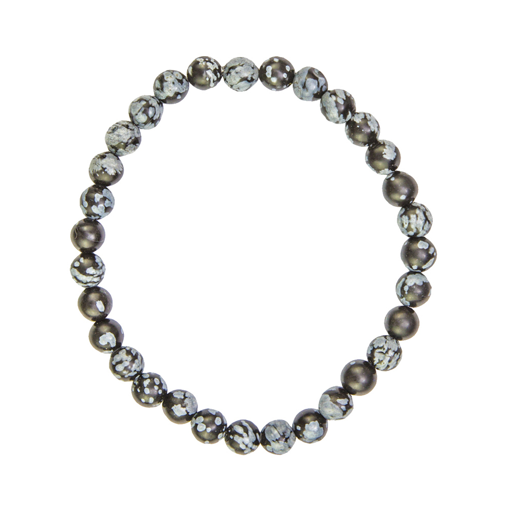 pulsera obsidiana copo de nieve piedras bolas 6mm