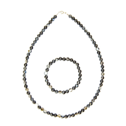 coffret agate zonée noire pierres boules 6mm