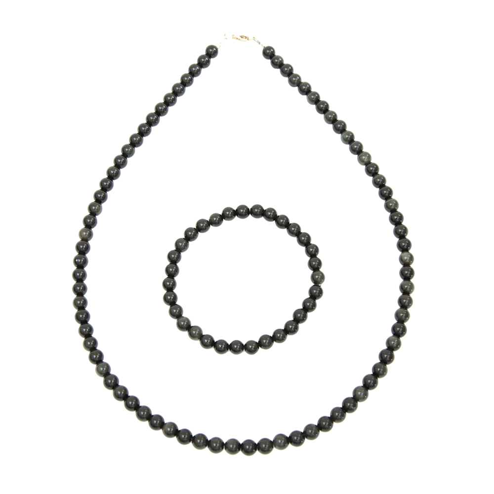 coffret obsidienne noire pierres boules 6mm