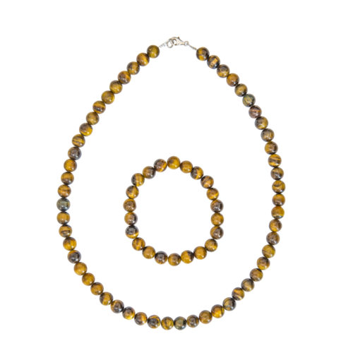 coffret oeil de tigre pierres boules 8mm