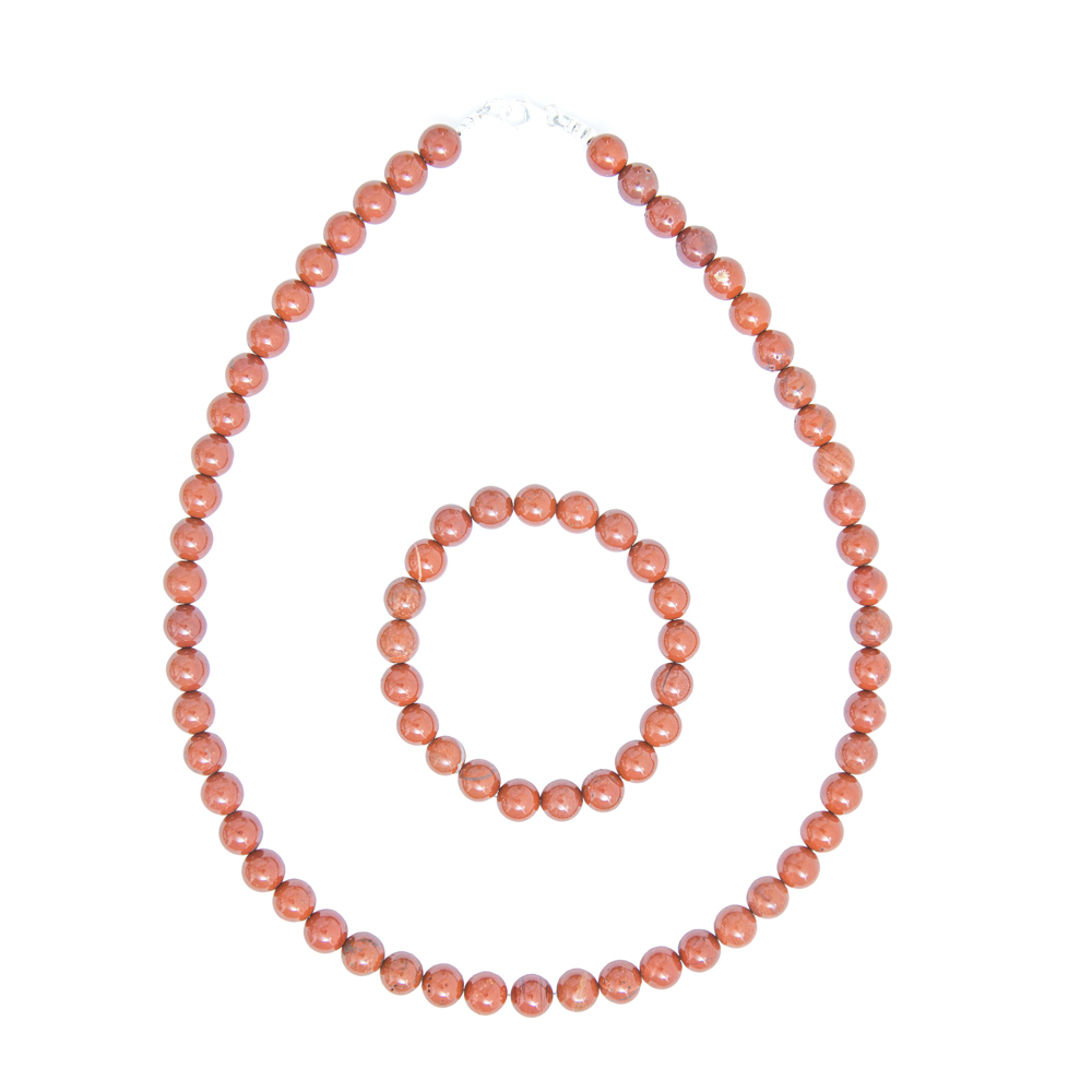 coffret jaspe rouge pierres boules 8mm