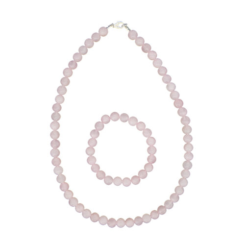coffret quartz rose pierres boules 8mm