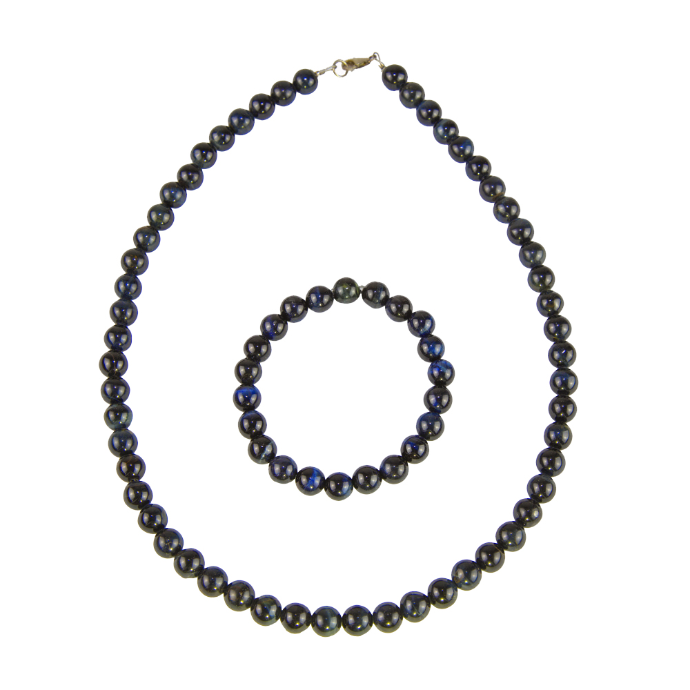 coffret oeil de faucon pierres boules 8mm