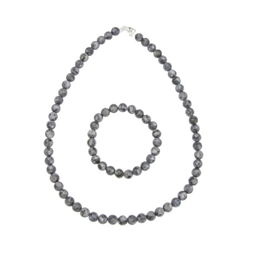 parure larvikite pierres boules 8mm