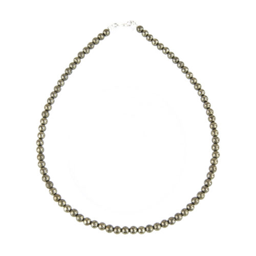 collier pyrite de fer pierres boules 6mm