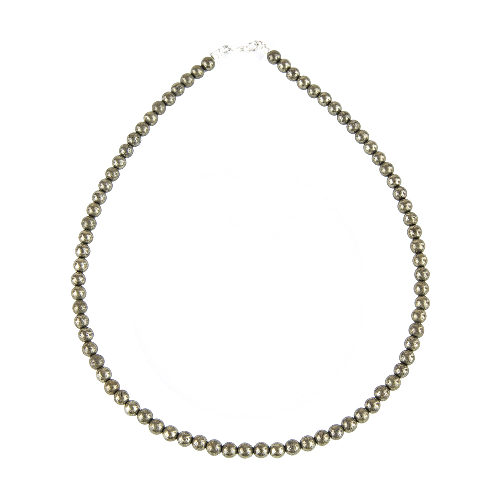 collier pyrite de fer pierres boules 6mm