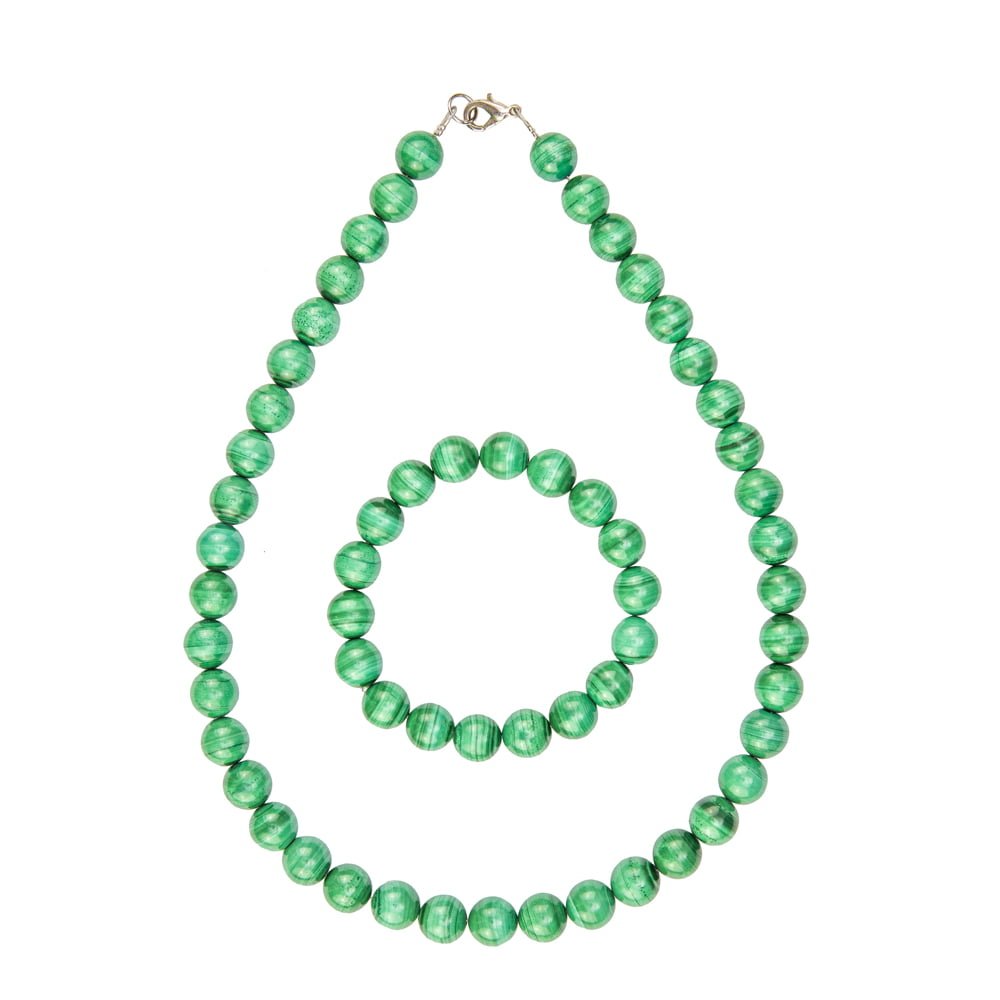 coffret malachite pierres boules 10mm