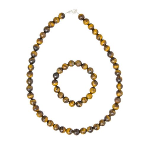 coffret oeil de tigre pierres boules 10mm
