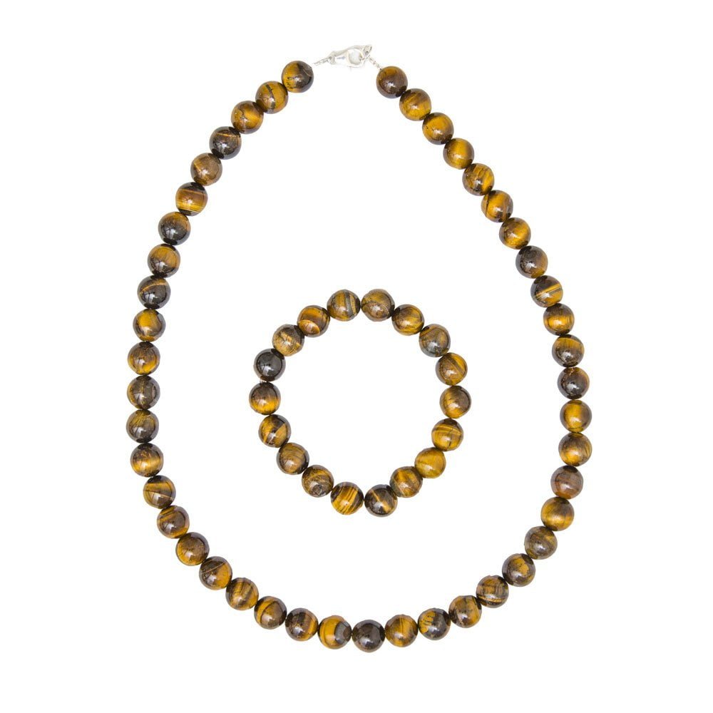 coffret oeil de tigre pierres boules 10mm