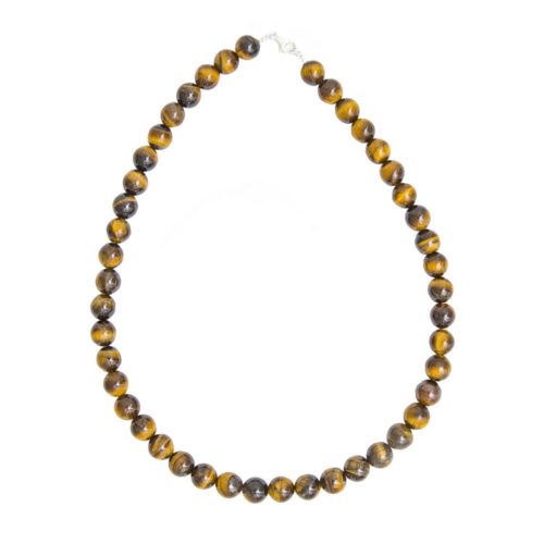collier oeil de tigre pierres boules 10mm