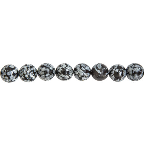 fil obsidienne flocon de neige pierres boules 12mm