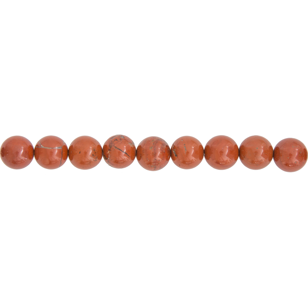 fil jaspe rouge pierres boules 10mm