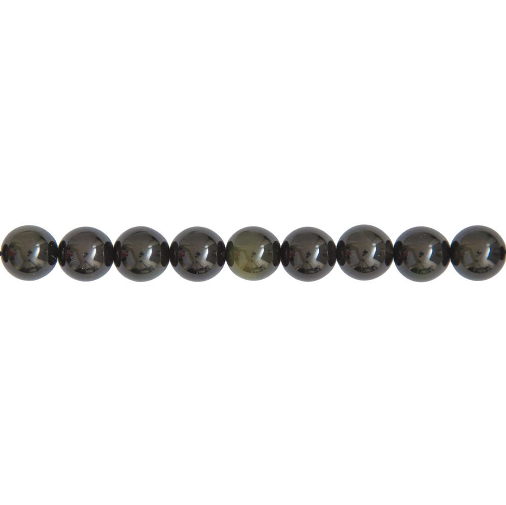 fil obsidienne noire pierres boules 10mm