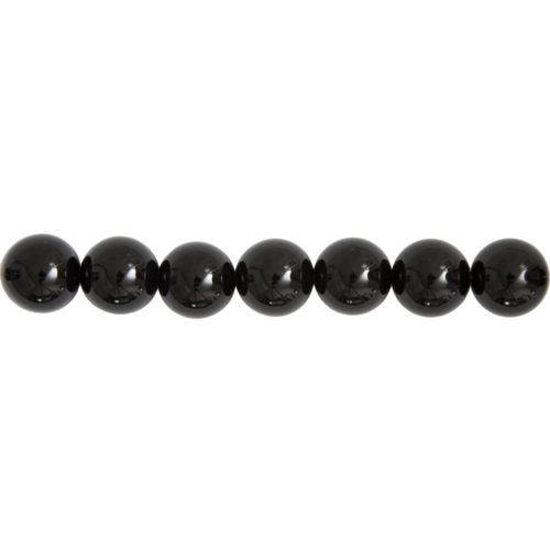fil agate noire pierres boules 14mm