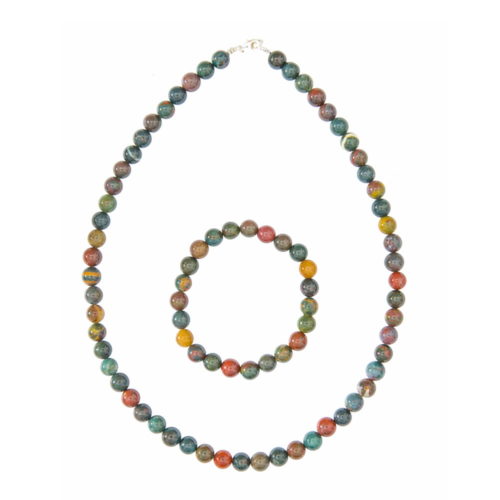 coffret jaspe héliotrope pierres boules 8mm