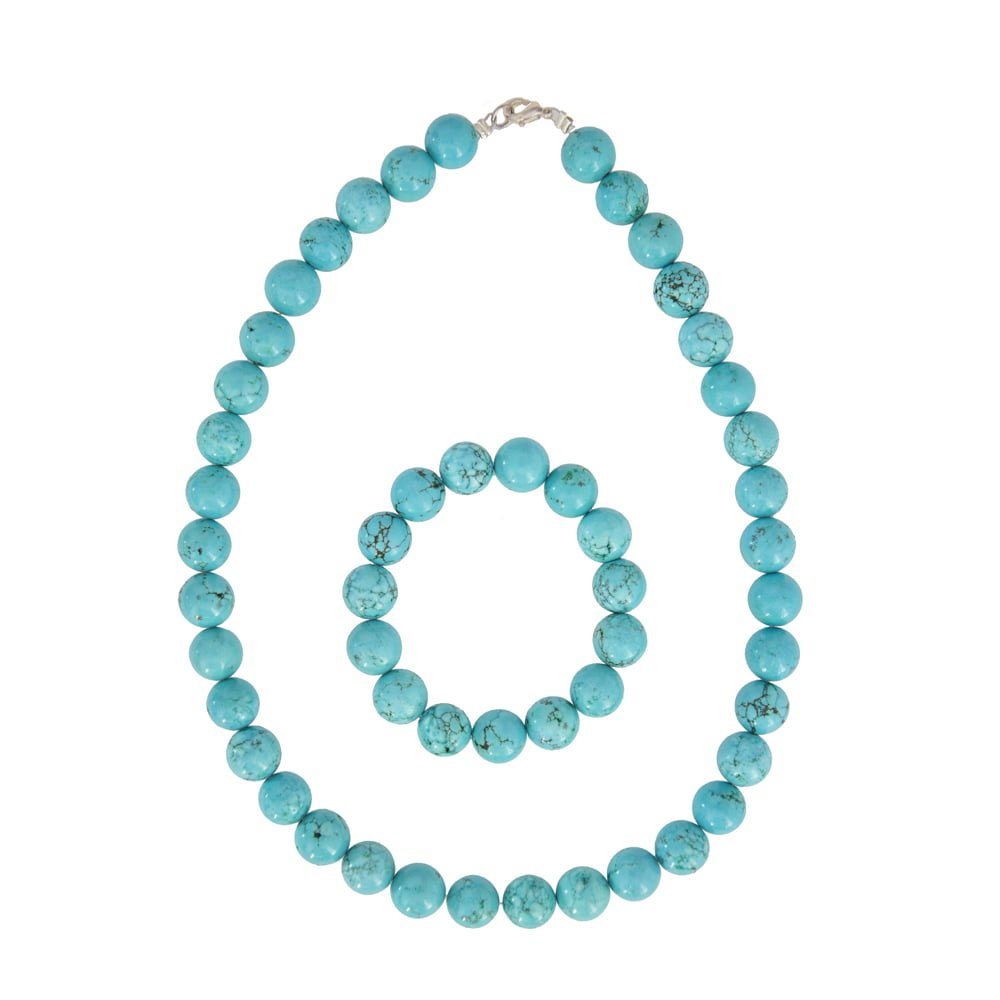 coffret turquoise pierres boules 12mm