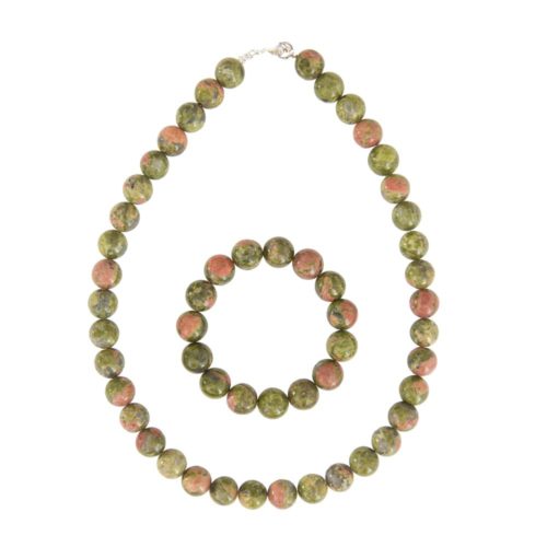 coffret unakite pierres boules 12mm