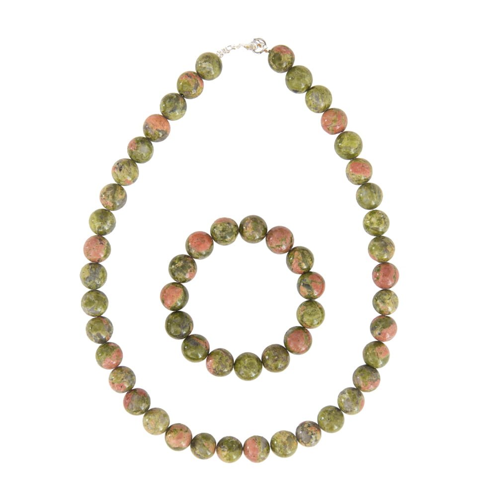 coffret unakite pierres boules 12mm
