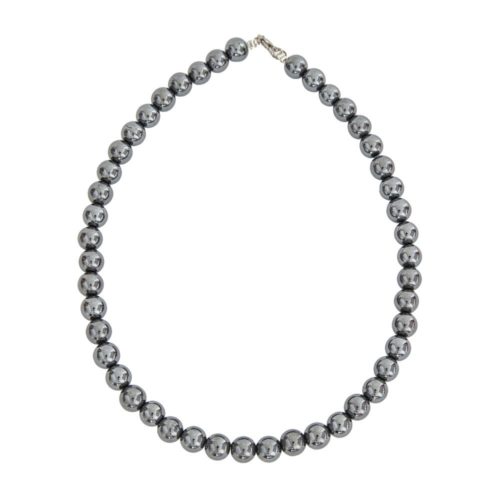collier hématite pierres boules 10mm