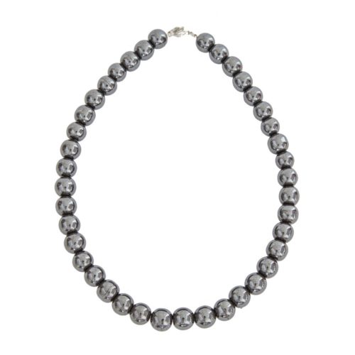 collier hématite pierres boules 12mm