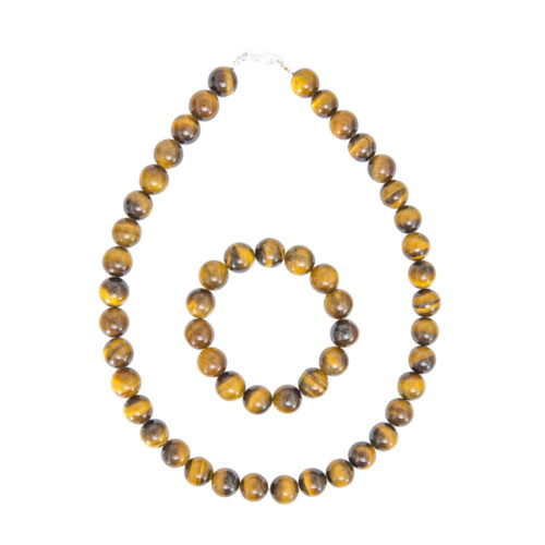 coffret oeil de tigre pierres boules 12mm