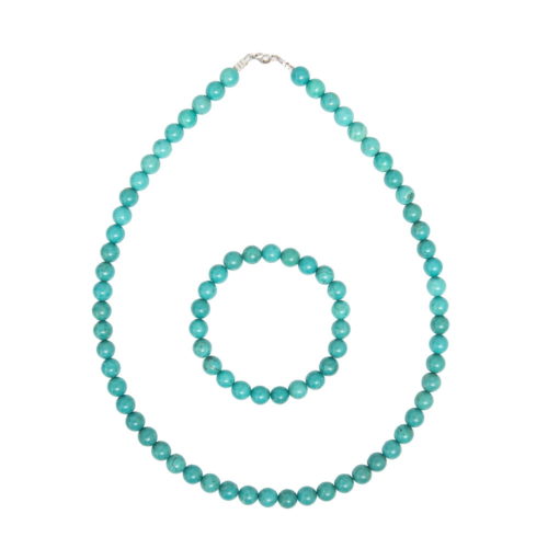 coffret turquoise pierres boules 8mm