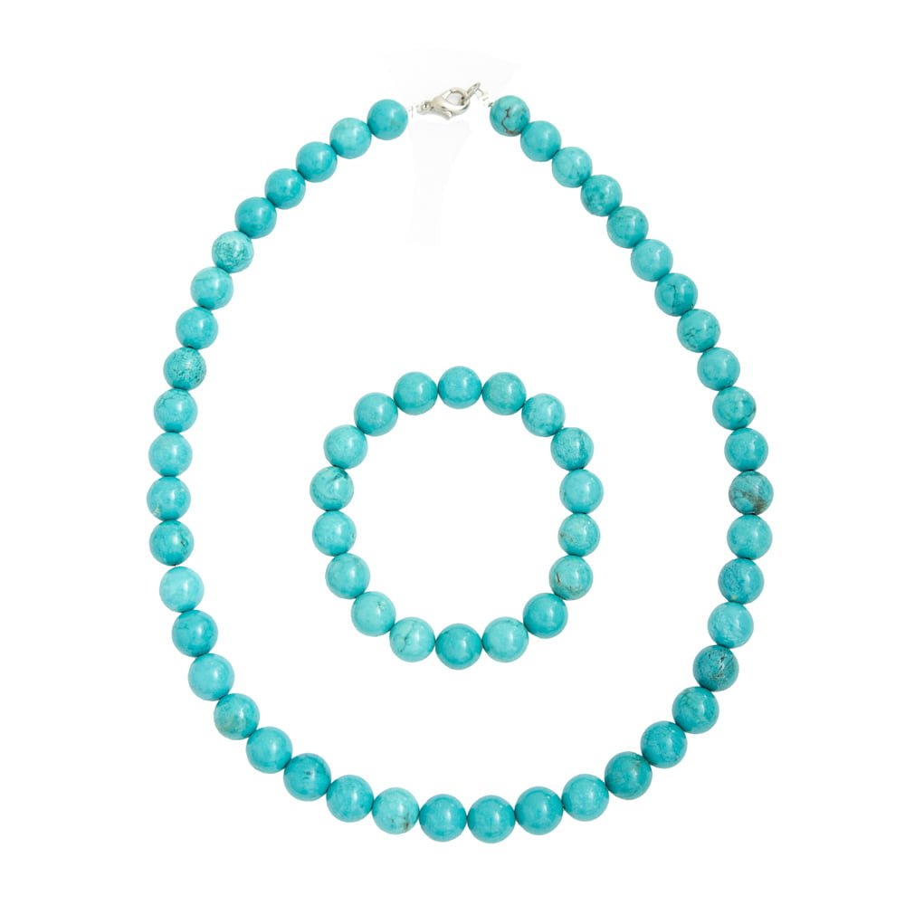 coffret turquoise pierres boules 10mm