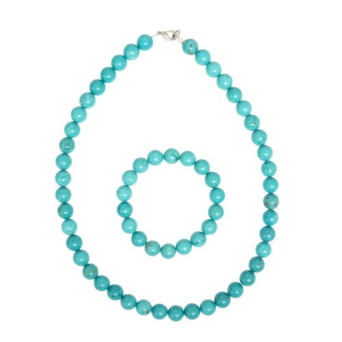 coffret turquoise pierres boules 10mm