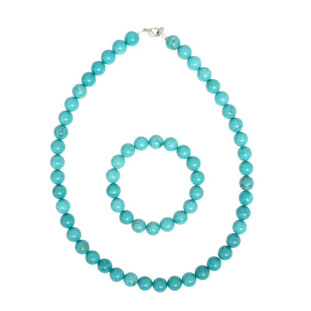 coffret turquoise pierres boules 10mm