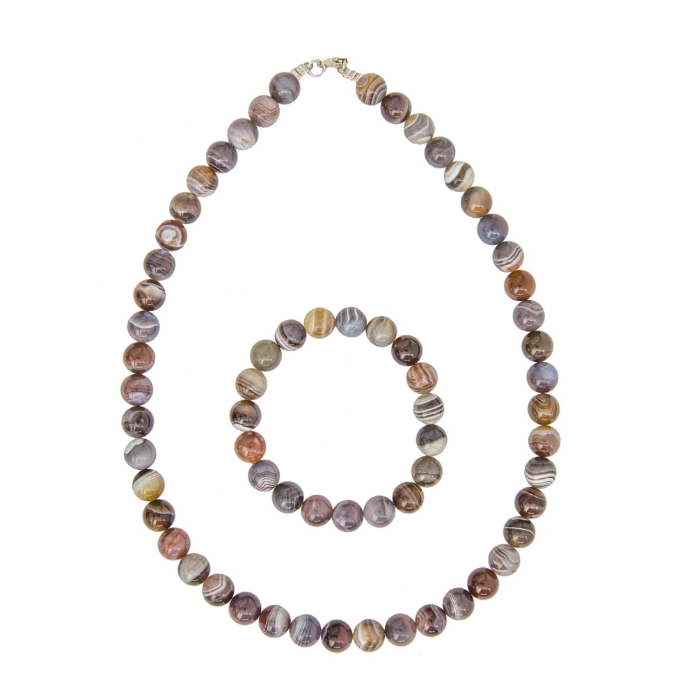 coffret agate du botswana pierres boules 10mm