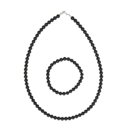 Coffret agate noire pierres boules 6mm