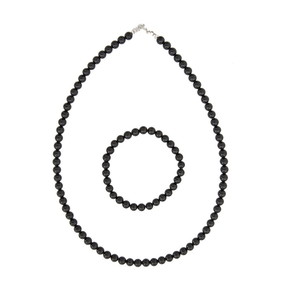 Coffret agate noire pierres boules 6mm
