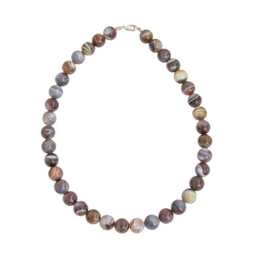collier agate du botswana pierres boules 12mm