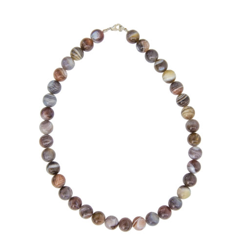 collier agate du botswana pierres boules 12mm