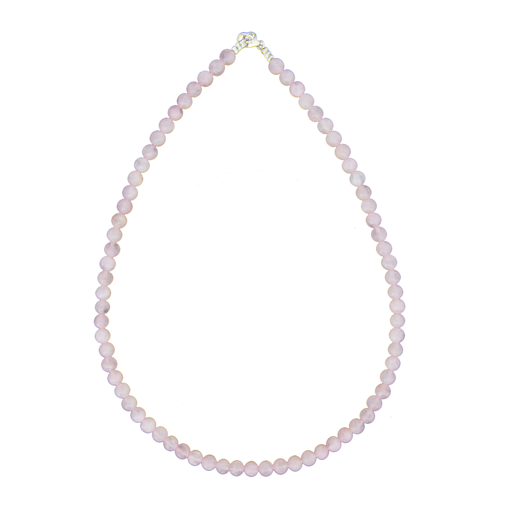 collier quartz rose pierres boules 6mm