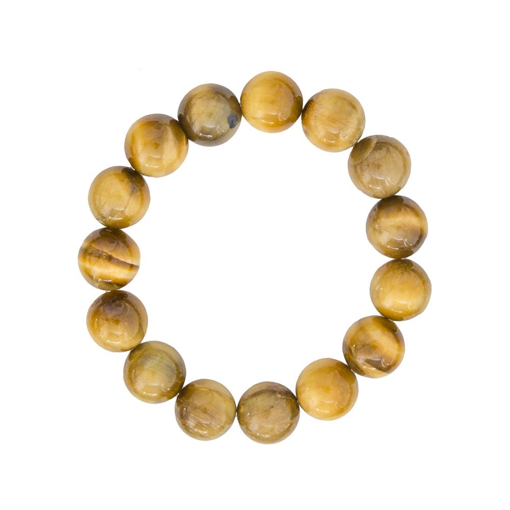 pulsera ojo de tigre dorado piedras bolas 12mm